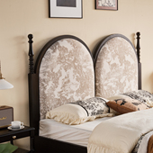 中古风1米8长190双人主卧2025新款 一米五黑色软靠包高靠背实木床