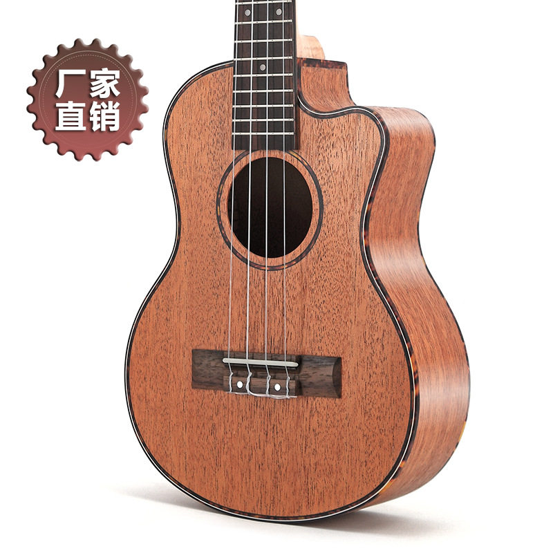 工厂供应26寸全桃花心缺角尤克里里乌克丽丽四弦琴小吉他