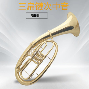 厂家 铜管乐器三扁键次中音号降B调中音漆金学生初学成人乐队