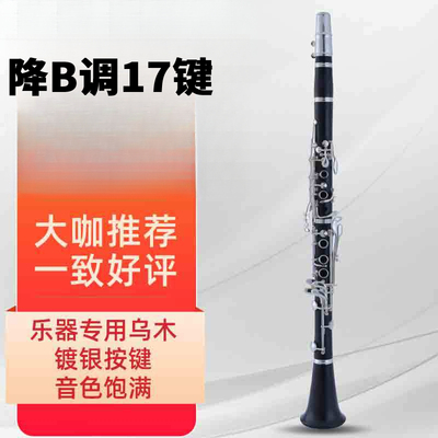 单簧管黑管乌木降B调17键镀银键成人学生初学演奏考级乐队推荐