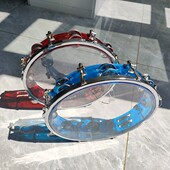 可调音10寸手摇铃鼓 儿童打击乐器塑料手拍彩色玩具铃鼓现货