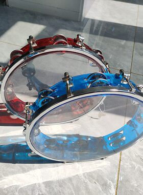可调音10寸手摇铃鼓 儿童打击乐器塑料手拍彩色玩具铃鼓现货