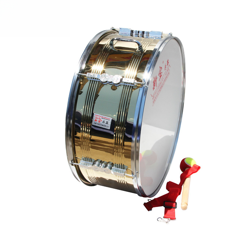 厂家供应精制不锈钢钛金色大军鼓乐器22英寸大队鼓少先队大鼓