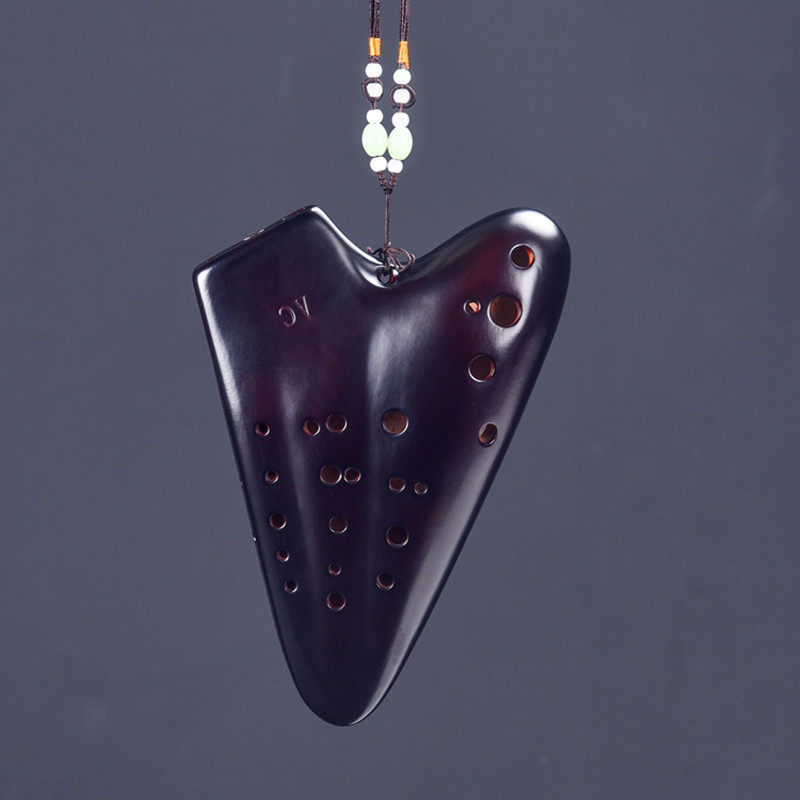 熏烧三管陶笛中音C调AC初学学校教学3管陶笛民族乐器厂家