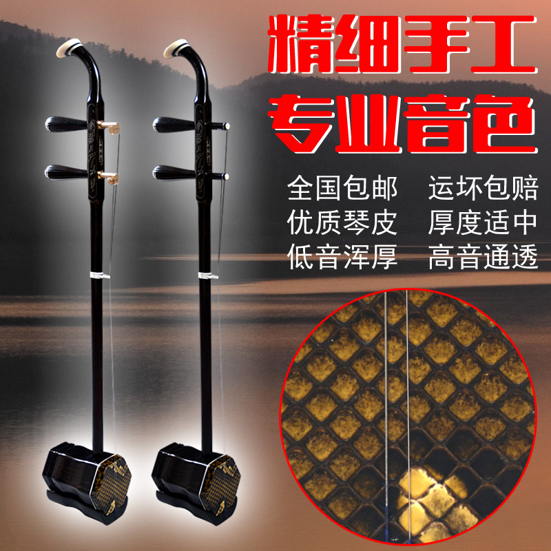 专业演奏二胡乐器精制黑檀木真蟒皮成人学生考级二胡琴送全套配件