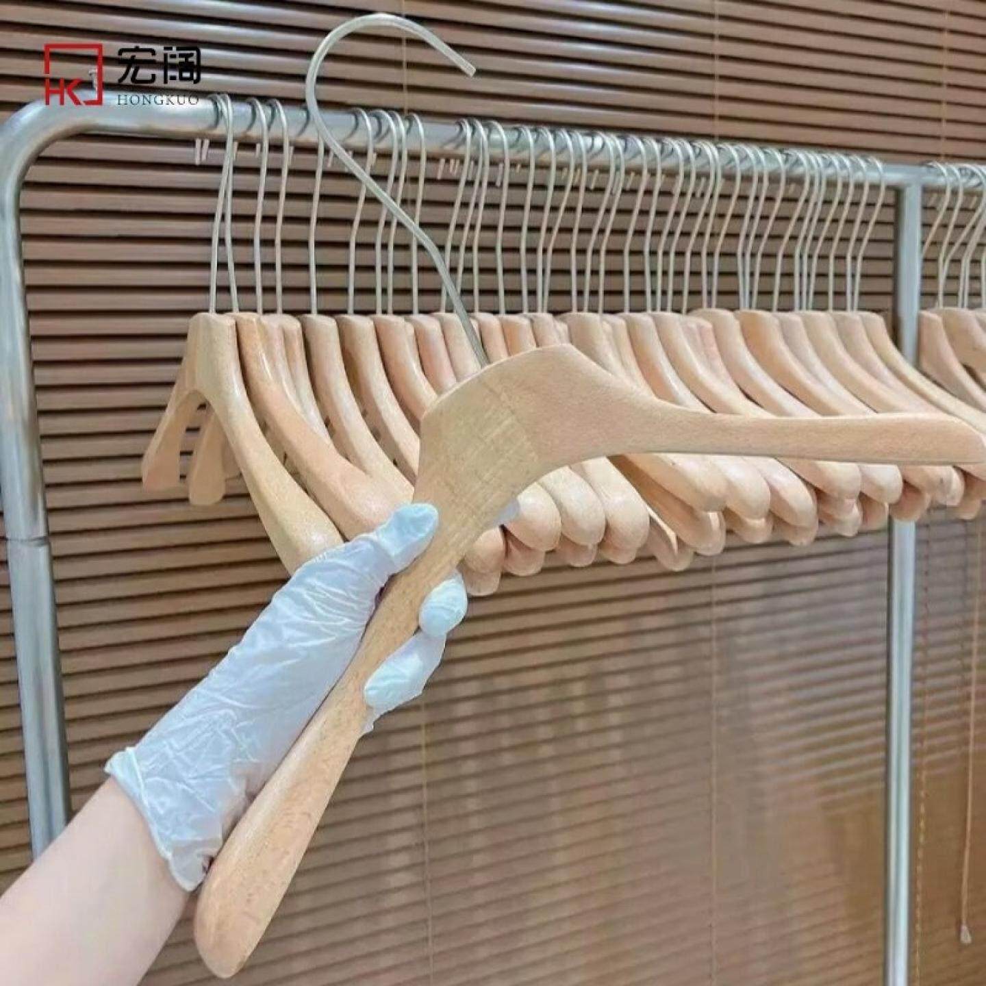 进口榉木原木色清漆服装店衣架女装女士实木裤架衣挂裤夹无痕防滑