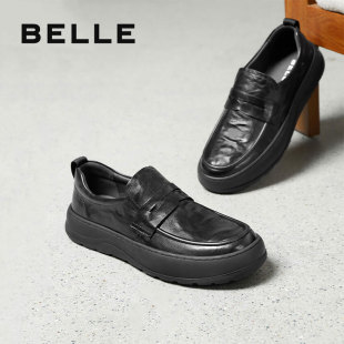 套脚休闲皮鞋 百丽一脚蹬商务鞋 真皮爸爸鞋 新款 A1842AM5 男2025春季