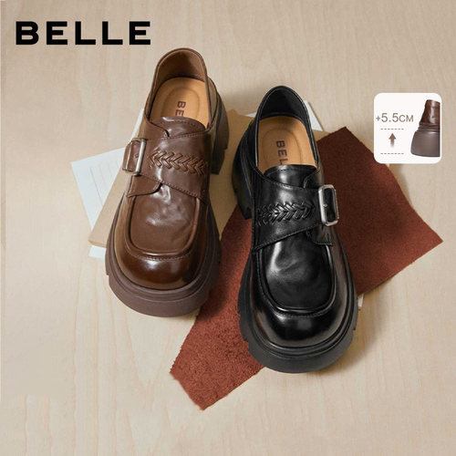 百丽复古厚底乐福JK鞋