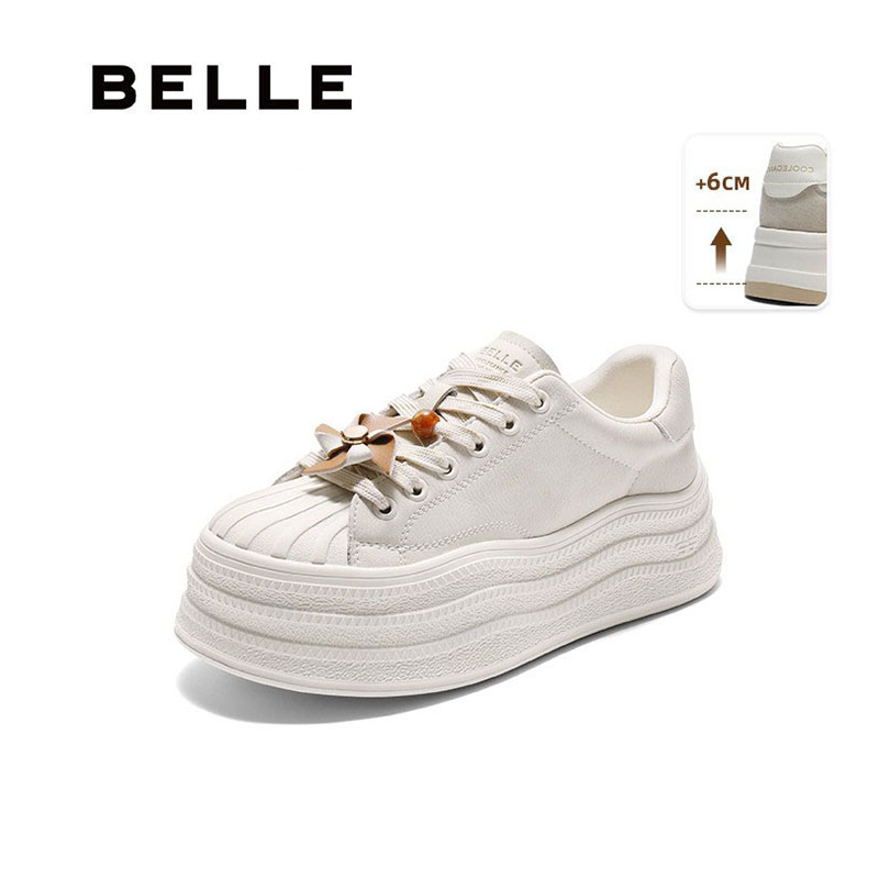 百丽2025秋季新款厚底小白板鞋