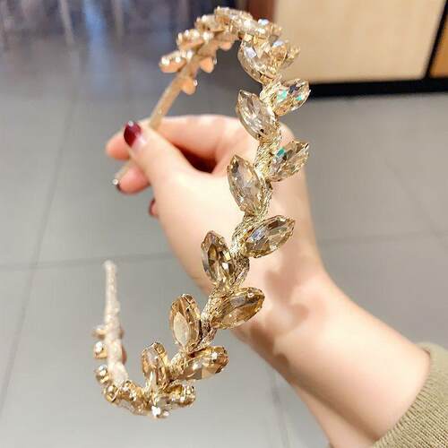 个性轻奢高贵闪钻简约发箍手工绕金丝发饰气质女生发卡压发头箍潮