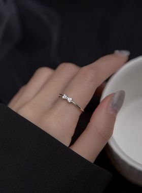 925纯银蝴蝶结冷淡风戒指