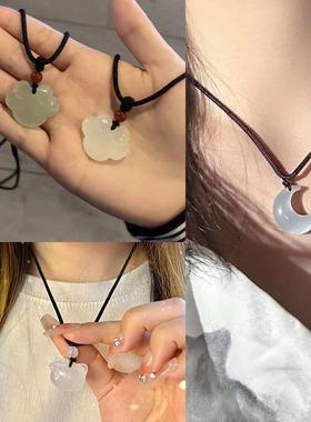 平安扣项链女闺蜜锁骨链in学生小众设计手工编织绳情侣男吊坠礼物