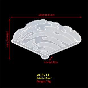 diy锦鲤水扇滴胶模具国潮古风金鱼夏日锦鲤流苏海浪玉扇硅胶模具