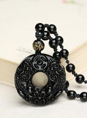 黑色双貔貅吊坠平安扣男士项链女挂坠项链挂件高档礼品首饰送闺蜜