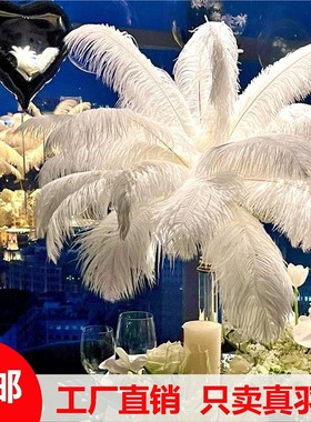 ins白色鸵鸟羽毛婚庆桌花