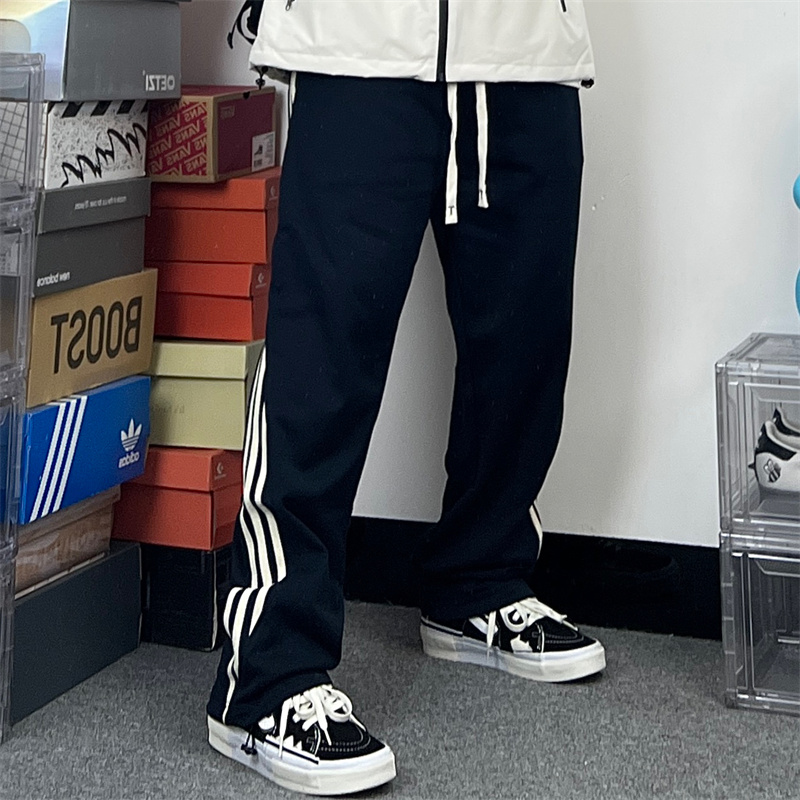 斌斌梨美式高街侧边条纹男休闲裤