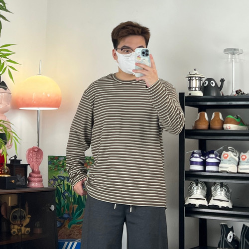 Soft松弛风慵懒简约条纹长袖T恤