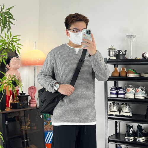 老钱风复古肌理感假两件男生卫衣