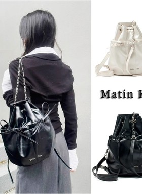 韩国代购matinkim链条双肩包单肩手提包新款蝴蝶结抽带背包包女
