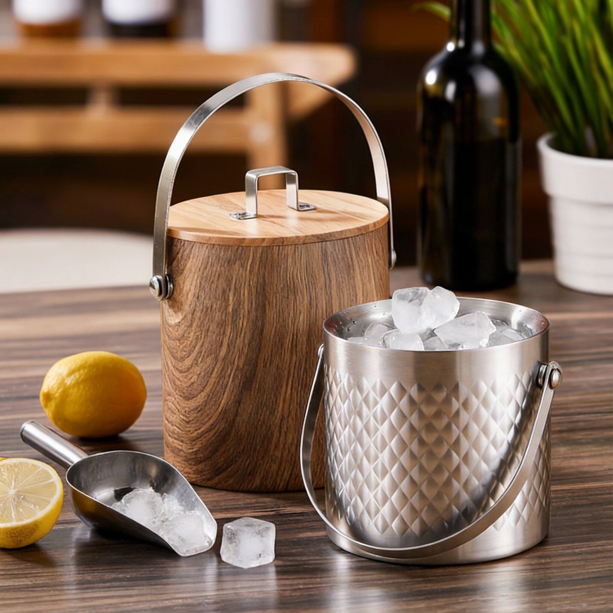 网红不锈钢冰桶双层香槟桶红酒冰镇啤酒冰块桶KTV酒吧用具冰酒桶