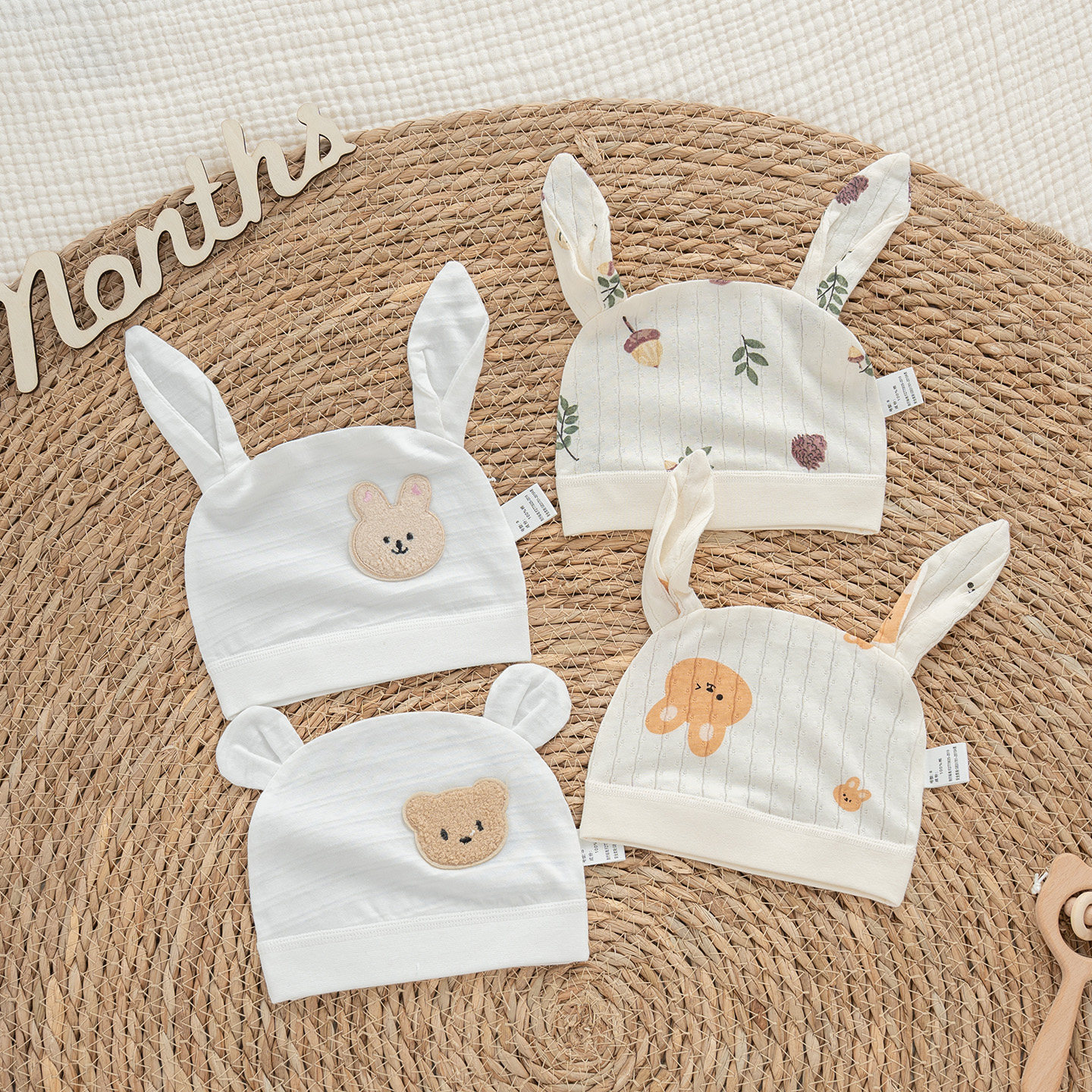 婴儿帽0一3月夏季薄款无骨纯棉透气刚出生0一6月宝宝胎帽可爱纯棉