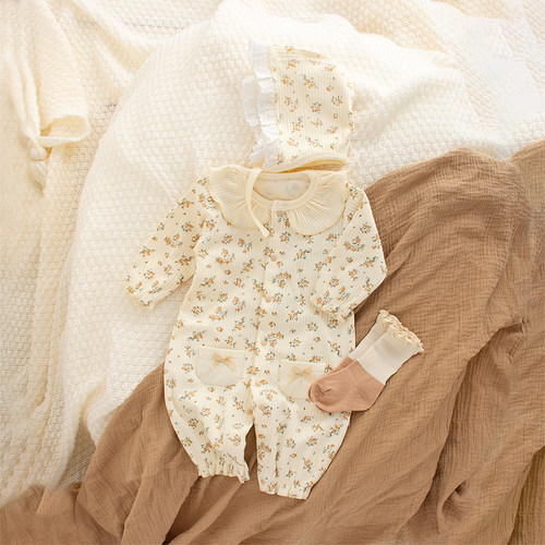 超可爱的小碎花四季款连体衣