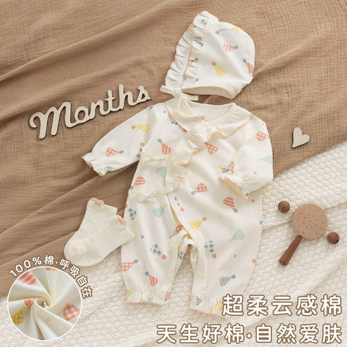 女宝宝满月百天服连体衣春秋款