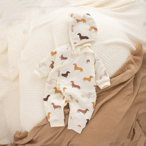 里外纯棉秋冬款护肚薄夹棉连体衣