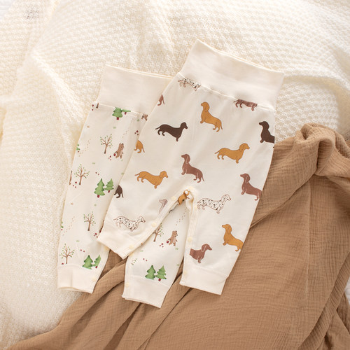 按扣开超方便宝宝纯棉高腰护肚裤