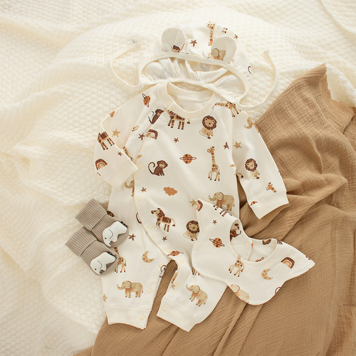 森林小动物系宝宝四季纯棉连体衣