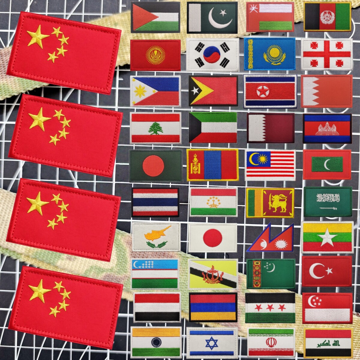 亚洲52个国家徽章刺绣魔术贴章个性包贴旗帜战术臂章服装补丁布贴图片