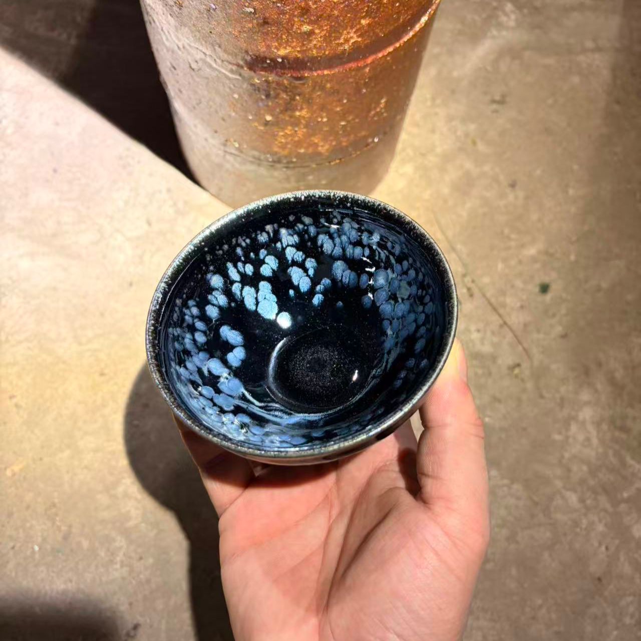 建窑建盏 蓝油滴 高端茶器主人杯