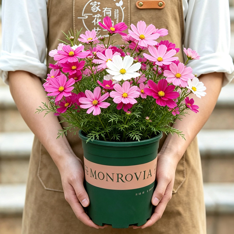 波斯菊盆栽带花苞室内阳台室外庭院开花植物格桑花苗四季花卉绿植