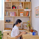 转角书桌书架一体桌子儿童实木学生家用学习桌卧室写字桌书柜组合