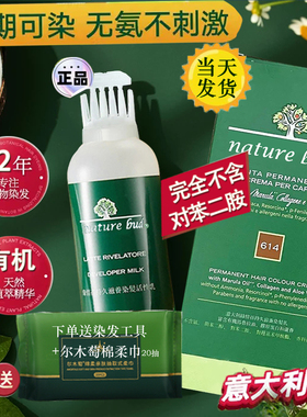 nature bud绿情蓓胶原蛋白有机染发乳进口植物染头发膏遮盖白发剂