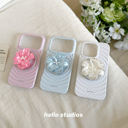 简约波点时髦波浪纹花朵支架韩系ins风适用iphone17promax手机壳苹果16pro新款14少女心15promax防摔手机套13