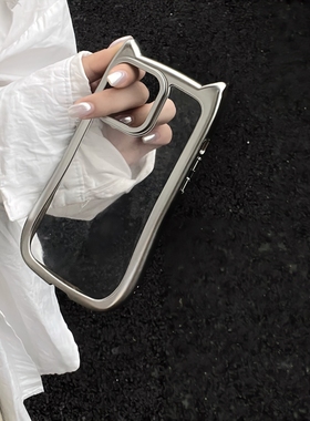 网红卡通立体猫耳适用iphone17ProMax苹果16手机壳14高级感15女13电镀透明