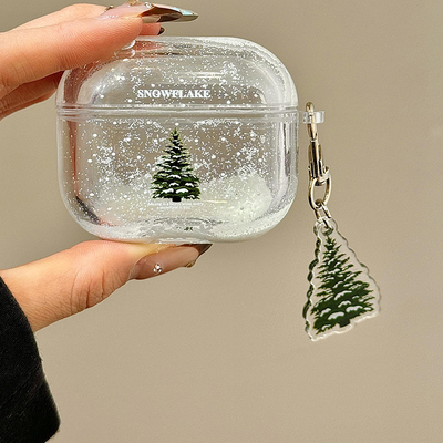 趣味解压流沙雪花圣诞树适用airpods pro保护套airpods4/3/2代苹果无线蓝牙耳机壳