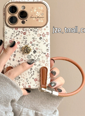 复古立体山茶花适用iphone17ProMax苹果16手机壳14挂绳15女13大视窗
