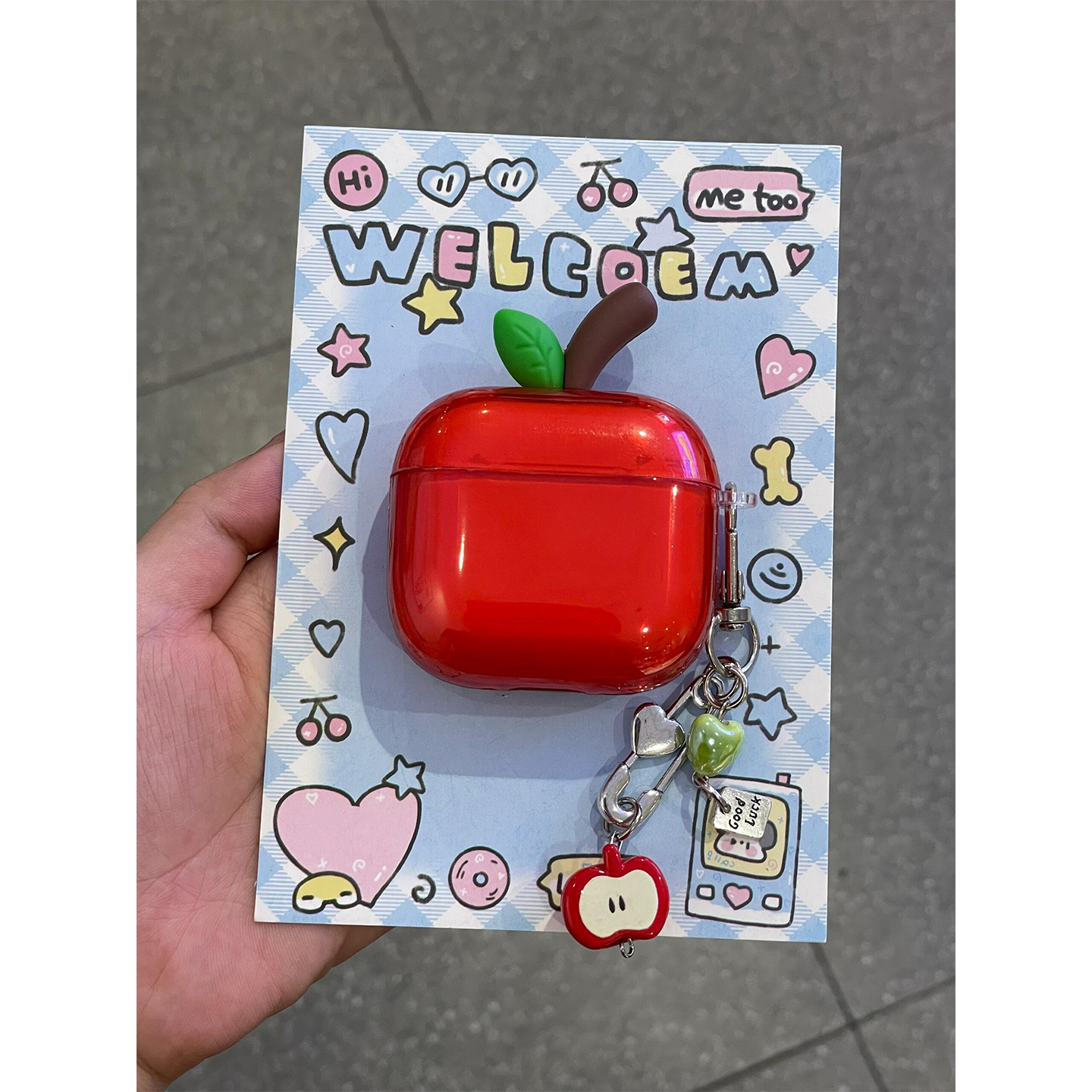 ins小众简约立体红苹果挂件适用airpodspro2保护套4代airpods3耳机套二代苹果airpodspro无线蓝牙耳机保护壳