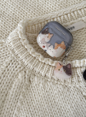 ins可爱卡通猫咪适用airpods pro保护套airpods4/3/2代苹果无线蓝牙耳机壳