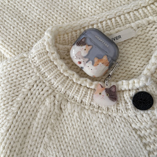 ins可爱卡通猫咪适用airpods pro保护套airpods4/3/2代苹果无线蓝牙耳机壳