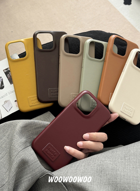 小众ins高级感复古皮质手机壳适用iphone17ProMax苹果16手机壳14简约15女13