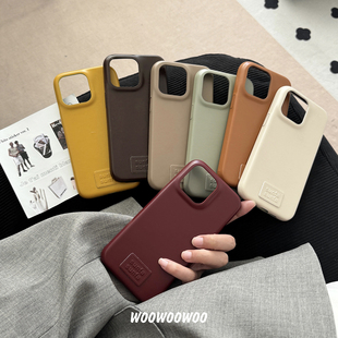 小众ins高级感复古皮质手机壳适用iphone17ProMax苹果16手机壳14简约15女13