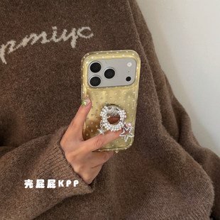 光泽羽纱星星指环支架ins韩系适用iphone17ProMax苹果16手机壳14新款15女13小众高级感