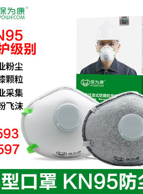 保为康N9597杯形口罩KN95头戴式口罩防尘防雾霾秋冬防工业粉尘罩