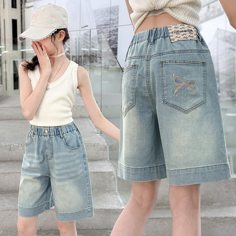 天丝女童短裤夏款2026新款洋气童装小女孩夏款薄款儿童夏季牛仔裤