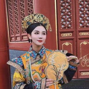 成人演出龙袍古董衣连衣裙故宫旗服旅拍写真宫妃子皇太吉服2026