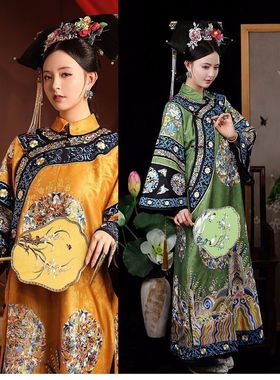 清朝皇太后服装皇后吉服清代女宫廷故宫写真印花中国古装氅衣旗装