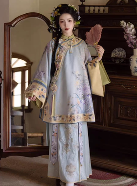 清汉女晋商少奶奶中国风清朝大小姐立领成人女当家祖母马面裙套装